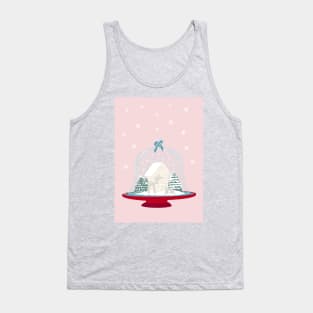 Vintage Christmas Cloche on Red Platter With Gingerbread Biscuit Scene Tank Top